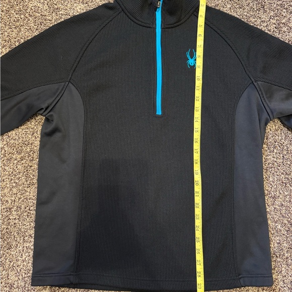 Mens Spyder Black Quarter-Zip Pullover with Blue Logo size large - Picture 11 of 13